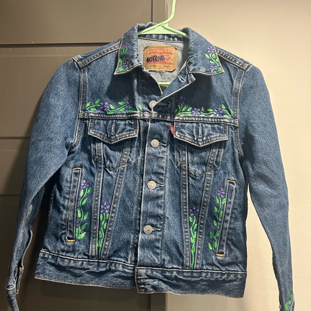 Levi Hand Painted Floral Jean Jacket - Size S